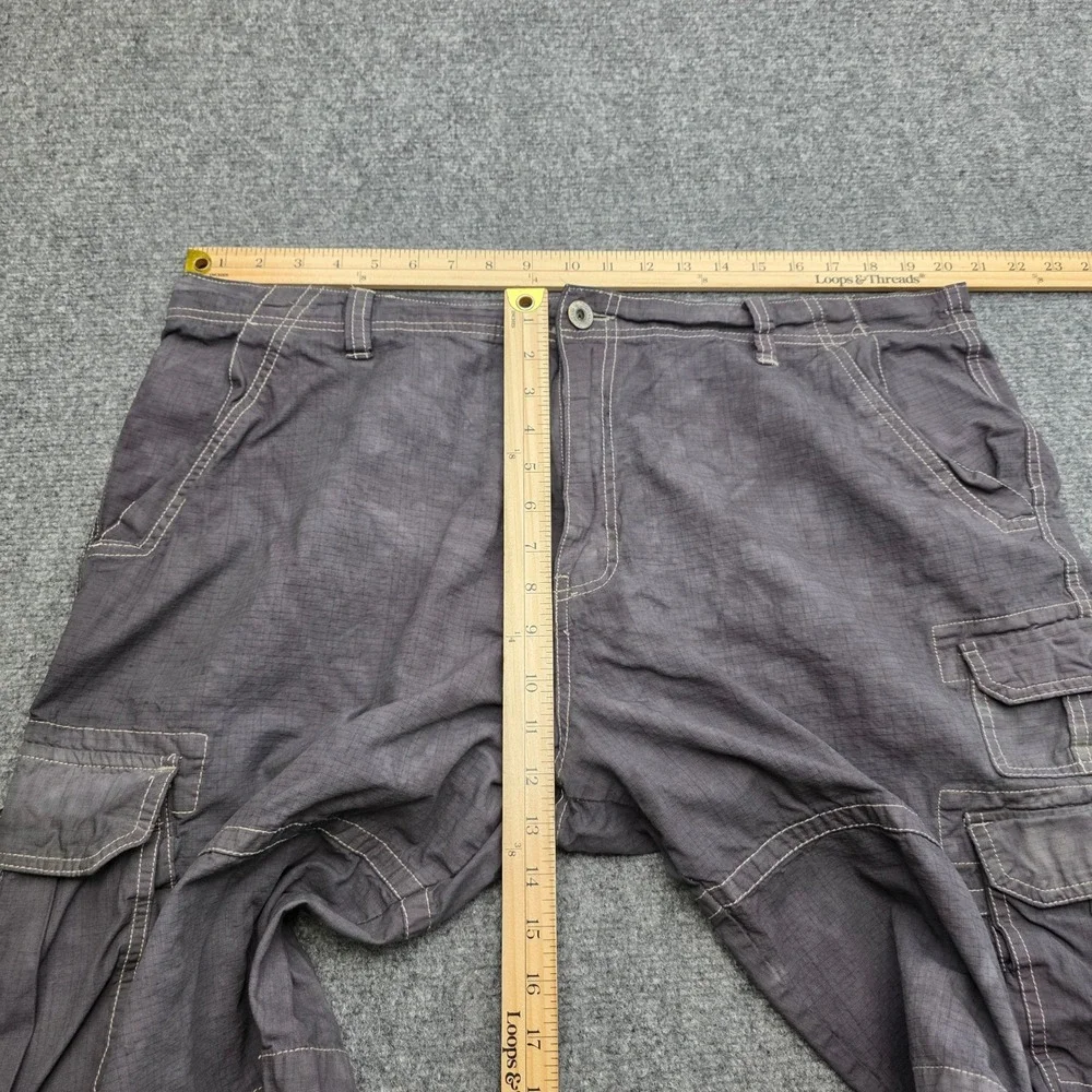 Iron Co Men's 38 Over-Dyed Cargo Shorts Gray 100% Cotton Distressed Vintage Look